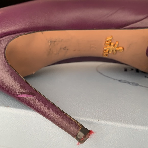 Auth Prada Cazature heels Eggplant US7 EU37 - Picture 7 of 8